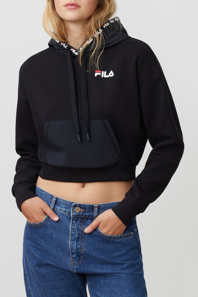 Fila Tina Hoodie Black - Womens - 95207DSLJ